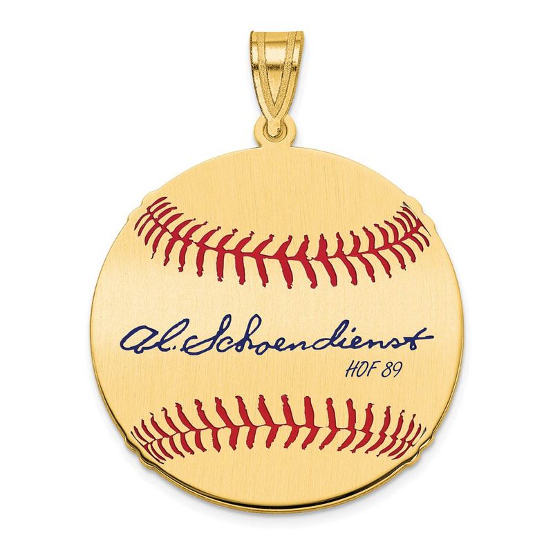 14k Gold Plated Red Schoendienst Signature Md Enamel Baseball Pendant